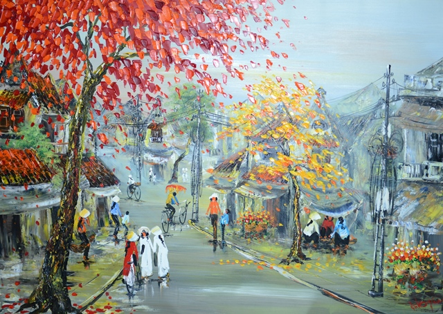 Tranh Sơn Dầu Phố Xuân